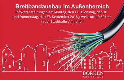 Breitbandausbau im Außenbereich: Die Stadt Borken lädt zu Informationsveranstaltungen ein.