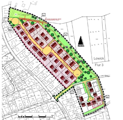 Skizze Neubaugebiet Lowick-Ost