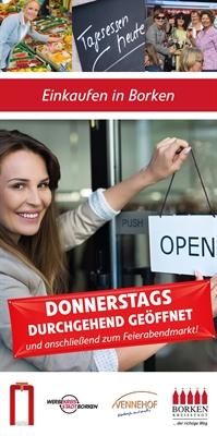 „Dienstleistungsdonnerstag“ in Borkens Innenstadt - Flyer 1