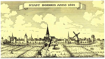 Historische Stadtansicht von Borken in Westfalen