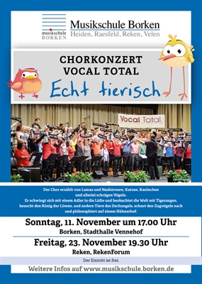 Vocal Total … Echt tierisch! - im Vennehof und im RekenForum