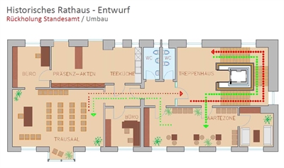 Plan Trauzimmer mit Wartezone Historisches Rathaus