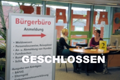 Bürgerbüro geschlossen Stockfoto