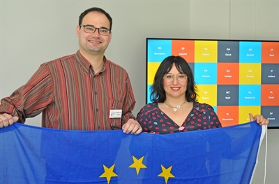Europawahl 2019: EDI-Leiter Sebastian Borgert und Fatma Boland (Volkshochschule Bocholt-Rhede-Isselburg) haben einige Veranstaltungen geplant. (Foto: Stadt Bocholt/Wansing)
