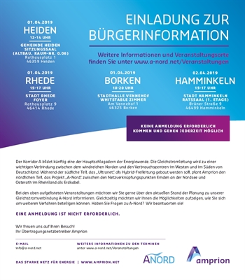 Einladung zur Bürgerinformation der Firma Amprion zur Gleichstromverbindung 