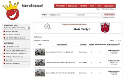Online-Versteigerung der Fundsachen der Stadt Borken