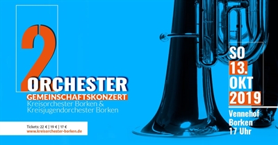 Stadt Borken verlost 20 x 2 Freikarten für das Gemeinschaftskonzert des Kreisorchesters Borken und des Kreisjugend-orchesters am 13. Oktober 2019 in der Stadthalle Vennehof.