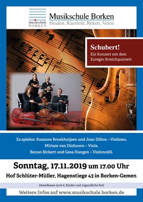 Schubert! – Musik für Quartett und Quintett. - Plakat