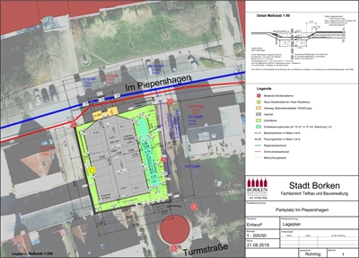 Bau des provisorischen Parkplatzes in der Wall- und Grabenzone 