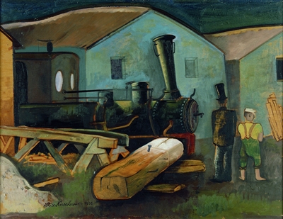 Lokomotive. Ölgemälde von Felix Nussbaum (1936)