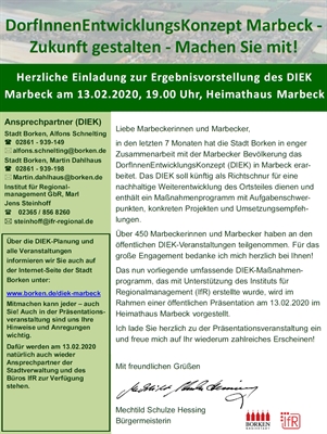 Ergebnisvorstellung für das Dorfinnenentwicklungskonzept (DIEK) in Marbeck 
