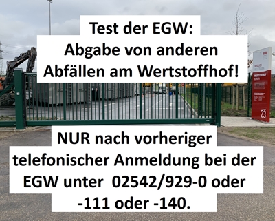 Testweise können auch andere Abfälle u.a. am Wertstoffhof Borken abgegeben werden!