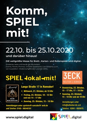 Lokale Live-Events während der digitalen Spielemesse vom 21. bis 25. Oktober 2020 - Plakat