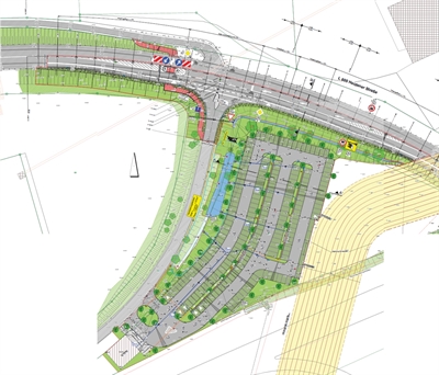 Mitfahrerparkplatzes und entsprechenden Linksabbiegespur an der Heidener Straße - Plan