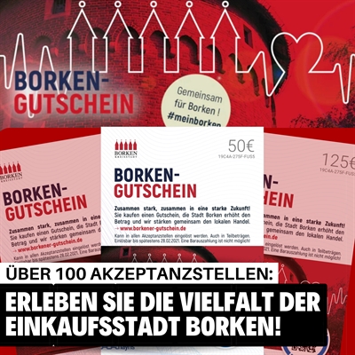 Borken-Gutschein: Über 100 Akzeptansstellen stehen für die Vielfalt der Einkaufsstadt Borken 