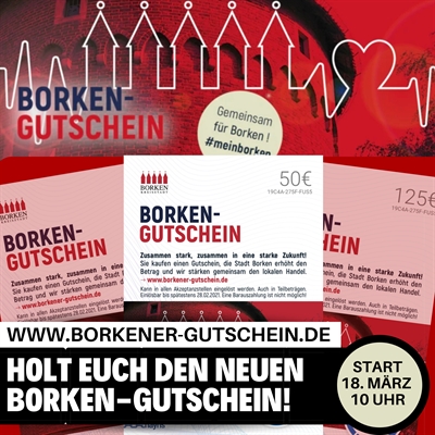 Rat beschließt weitere 100.000 EUR Zuschuss für den Borken-Gutschein.