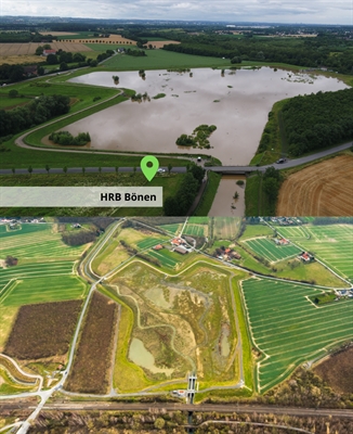 Hochwasserrückhaltebecken Bönen (Vorher/Nachher)