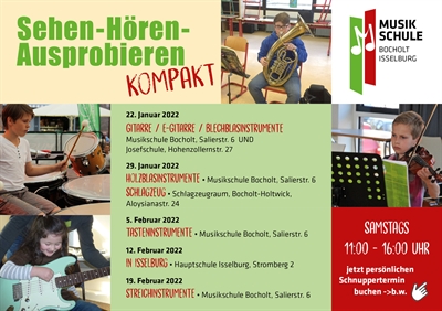 Sehen - Hören - Ausprobieren kompakt-Angebot der Musikschule Bocholt-Isselburg