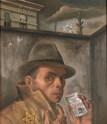 Felix Nussbaum, Selbstbildnis mit Judenpass, um 1943, Öl auf Leinwand