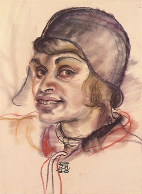 Elfriede Lohse-Wächtler, Selbstporträt mit Hut, 1930