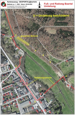 Kartenausschnitt Fuß- und Radweg Maste-Barendorf