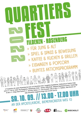 Am Samstag, 10. September, wird das Quartiersfest Fildeken-Rosenberg stattfinden
