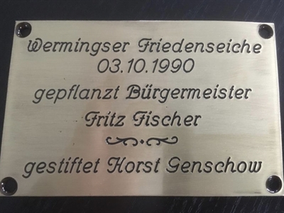 Plakette_Friedenseiche_Wermingsen