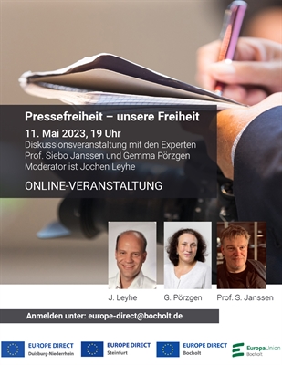 Flyer Online-Diskussion zur Pressefreiheit