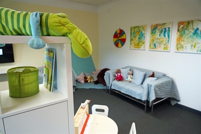 Kuschelecke im neuen Eltern-Kind-Zimmer im Alten Rathaus