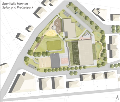 Zweifachturnhalle Hennen_Außenanlage