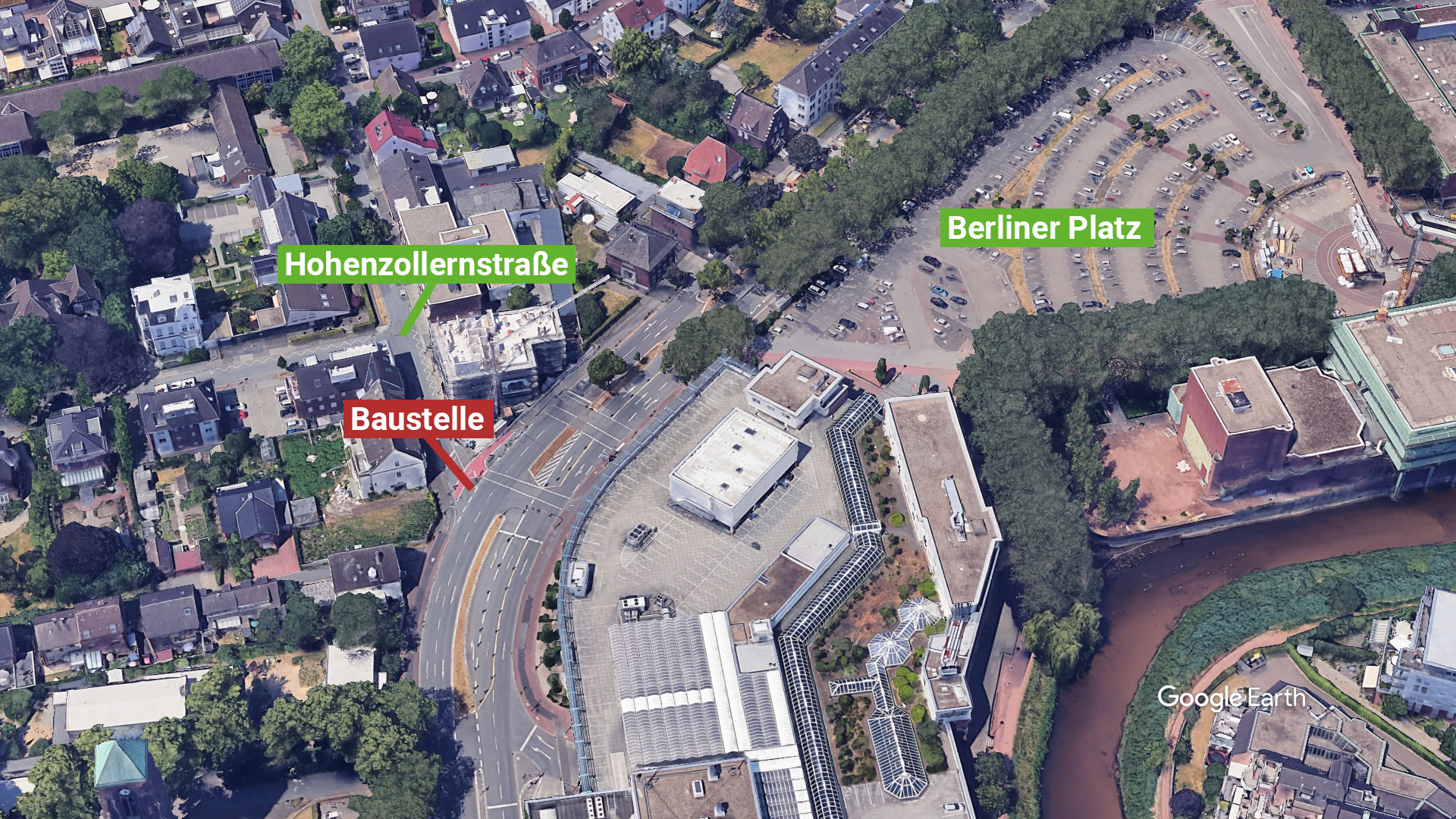 Rad- und Gehwegsanierung am Bocholter Stadtring - Sperrung an der Einm&uuml;ndung zur Hohenzollernstra&szlig;e // Notweg f&uuml;r Fu&szlig;g&auml;nger und Radfahrer