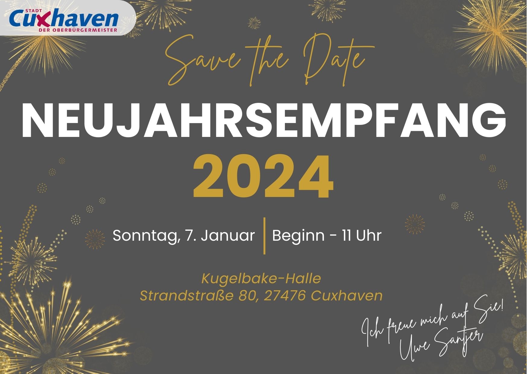 SAVE THE DATE: Neujahrsempfang der Stadt Cuxhaven am 7. Januar 2024