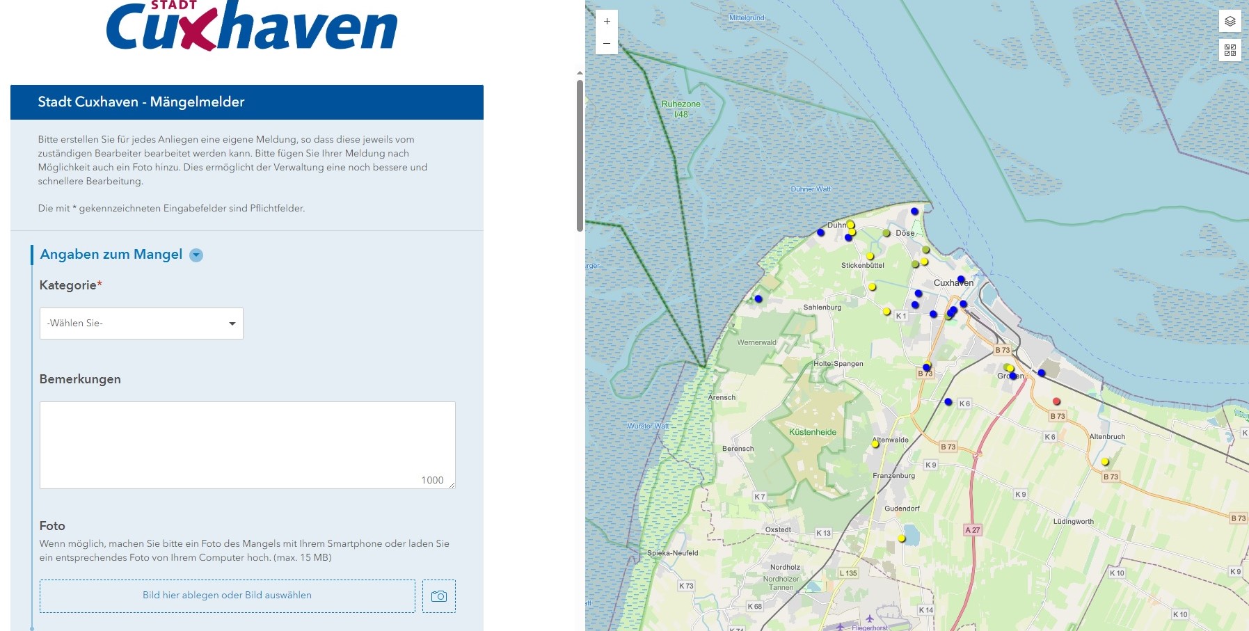 Neuer Mängelmelder der Stadt Cuxhaven online: In nur wenigen Schritten einen digitalen Hinweis geben