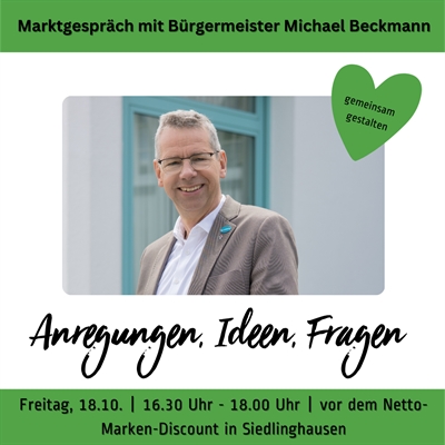 Bürgermeister Michael Beckmann setzt nächste Woche die Reihe der Marktgespräche fort.