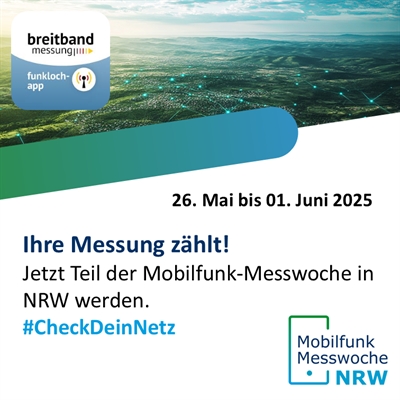 Vom 26. Mai bis 1. Juni 2025 startet die dritte Mobilfunkmesswoche in Nordrhein-Westfalen. Foto: Kompetenzzentrum Digitale Infrastruktur NRW