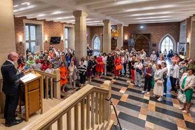 Oberbürgermeister Markus Lewe empfing anlässlich der Jahrestagung des Verbandes deutscher Unternehmerinnen (VdU) rund 100 Geschäftsfrauen in der Bürgerhalle des Historischen Rathauses. 