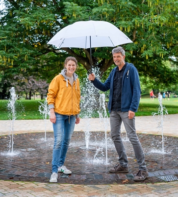 Isabel Scherer und Veit Muddemann von der städtischen Stabsstelle Klima