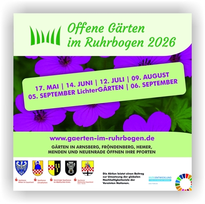 Offene Gärten im Ruhrbogen 2026