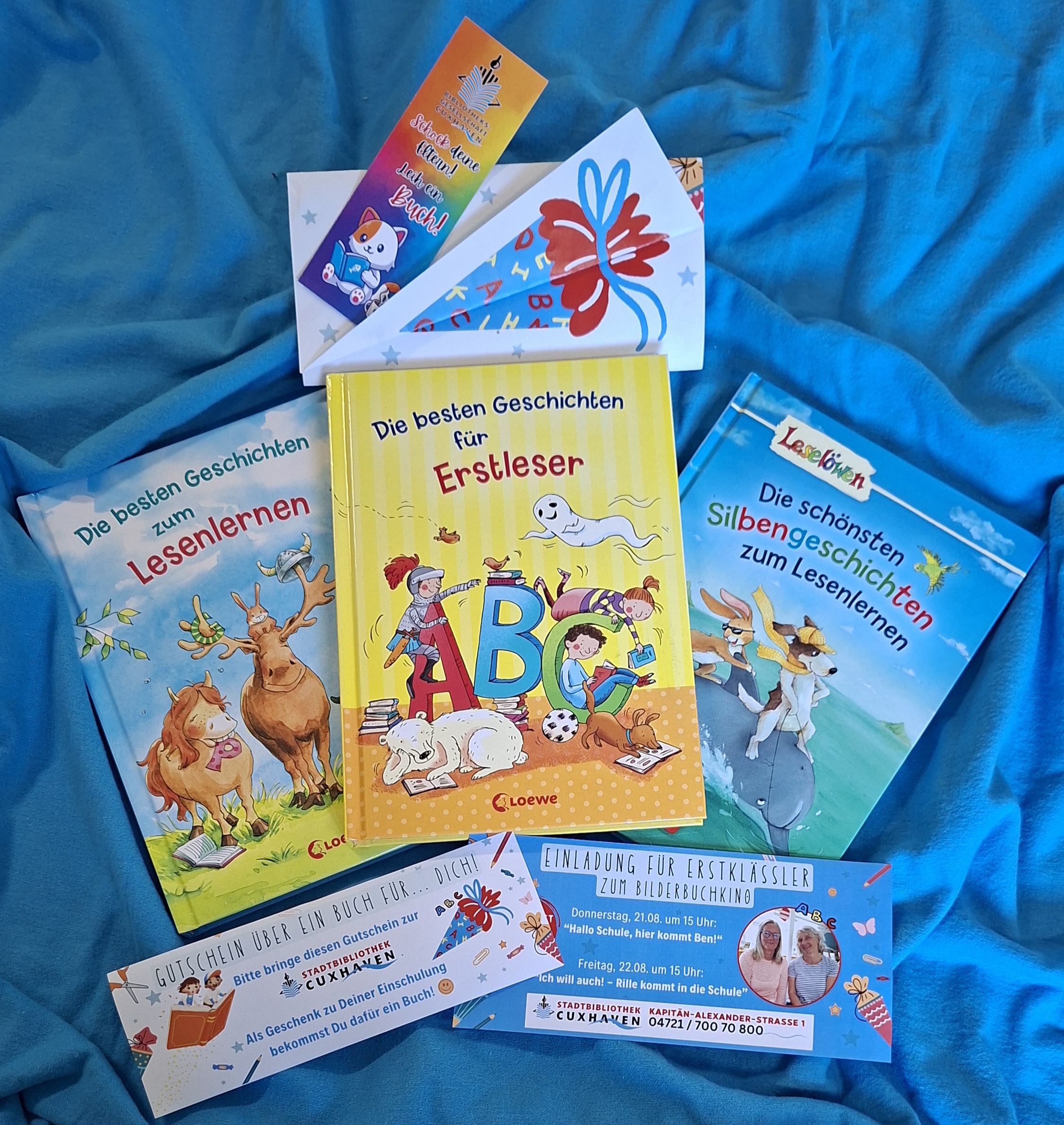 Einschulungsaktion in der Stadtbibliothek - Buchgeschenk und Bilderbuchkino für neue Schulkinder