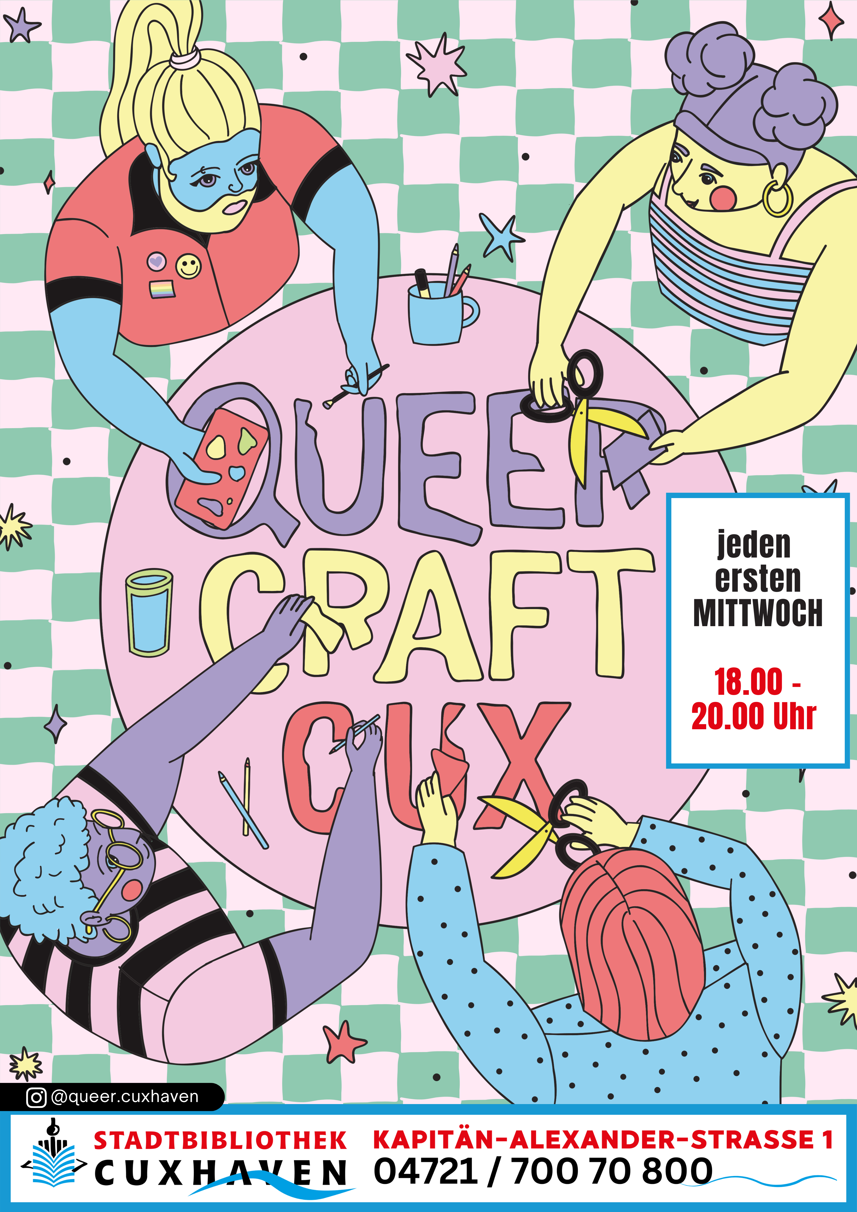 „Queer Craft Cux“: Gemeinsam handarbeiten, Vielfalt leben - Neue Veranstaltungsreihe in der Stadtbibliothek Cuxhaven startet im Oktober